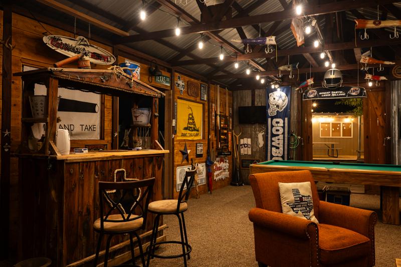Mancave bar area and pool table